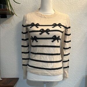 Women's Cream and Black Striped cashmere Sweater